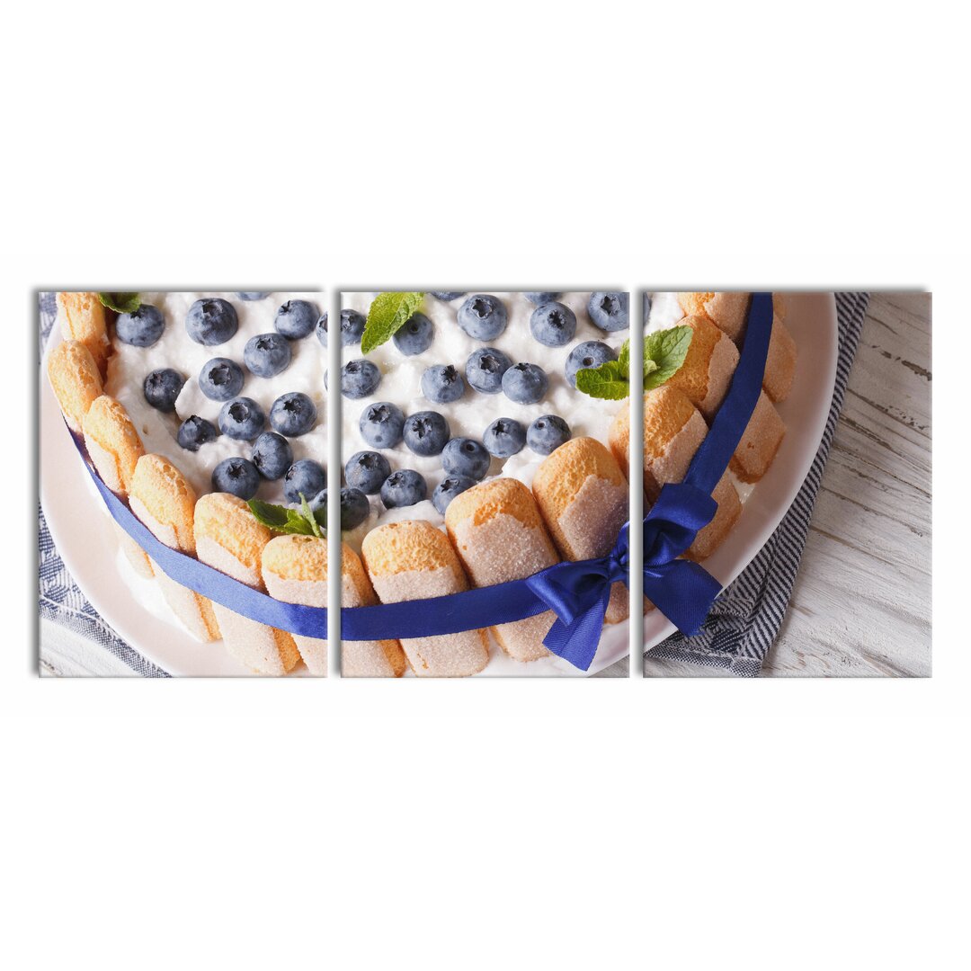 3-tlg. Leinwandbilder-Set Delicious Blueberry Pie