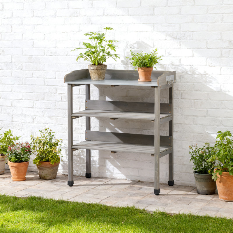 Banc de rempotage extérieur en bois de sapin 3 couches, Gris