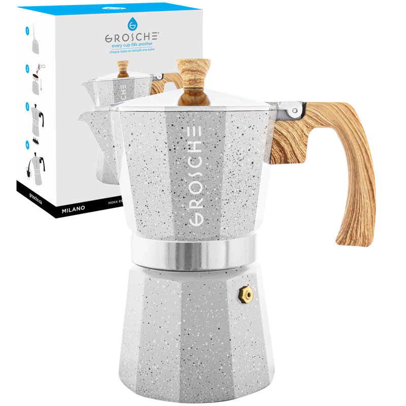 Milano Fossil Gray 6-Cup Stone Finish Stovetop Espresso Maker