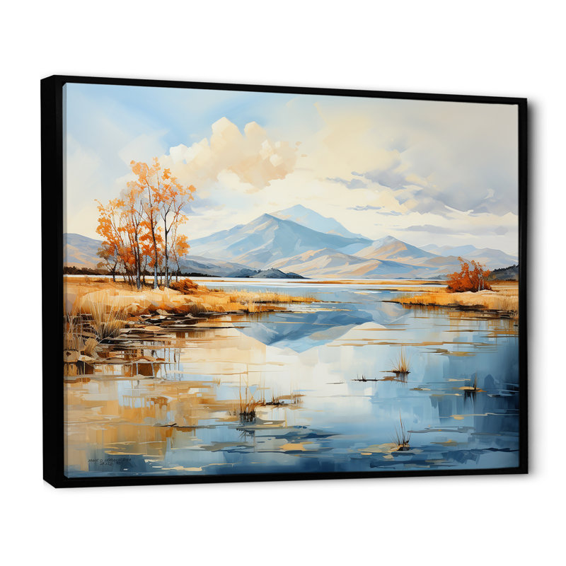 «Lakes Rivers», impression sur toile, Cadre flottant noir, H 30 po x l 40 po x P 1,5 po