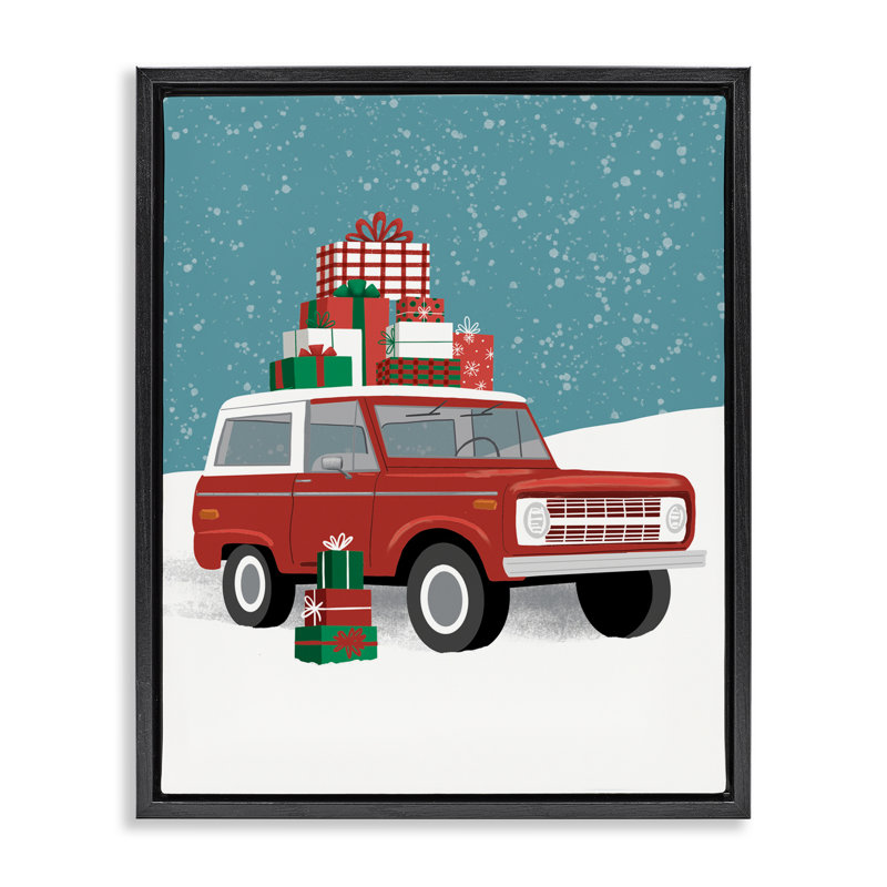 Cadre flottant rouge VUS Christmas Time, design par Jilly Jack Designs, Cadre flottant noir de jais, H 21 po x l 17 po