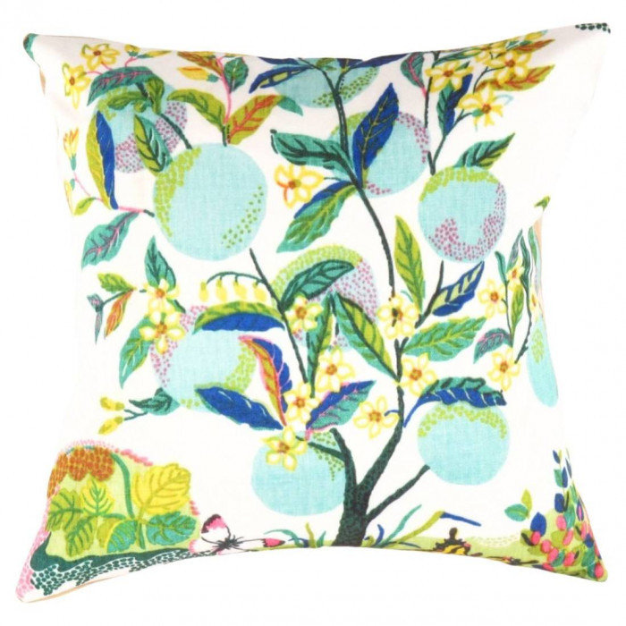 Turkish Fine Silk Style Pillow 24", 24" H x 24" W, Malibu/Olive/Beige/Yellow