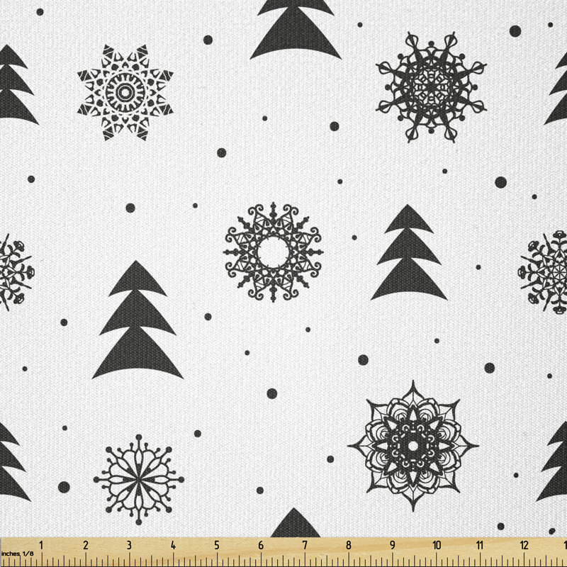 Deyli Christmas Pine Trees Snowflakes Multi-Purpose Fabric