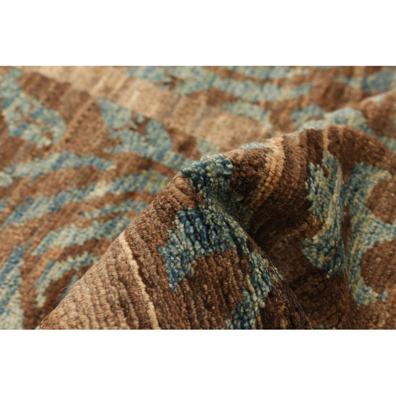 Tapis unique brun foncé en laine noué à la main de style nouvel âge 18/20 3 pi 10 po x 5 pi 7 po