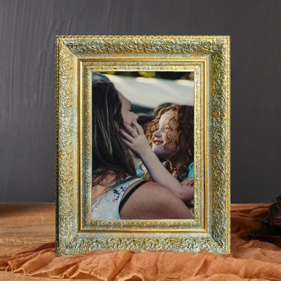 Antique Gold 3 PCS Heritage Style Picture Frame for 5" x 7" Photos and Bedroom Decor