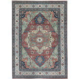 Hand-Knotted High-Quality Rust and Beige Area Rug