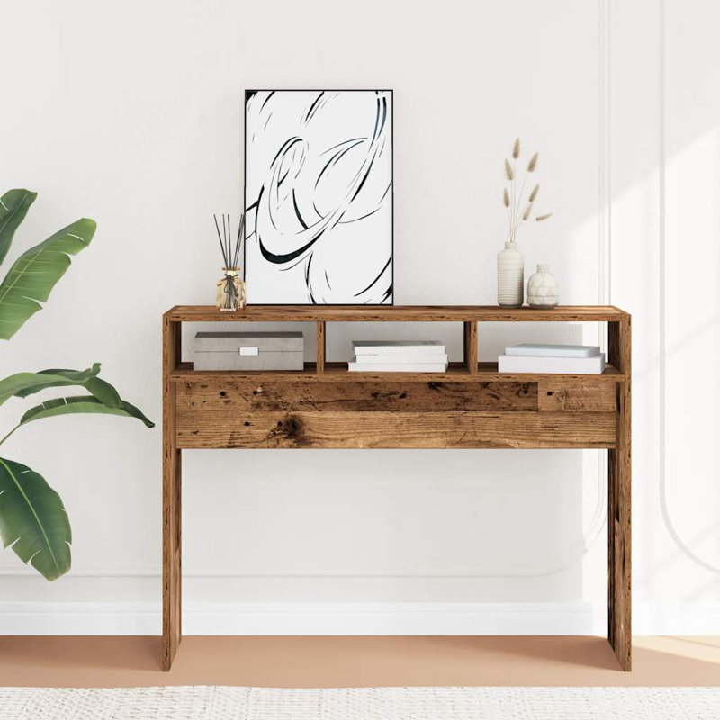 Console Table Engineered Wood 41.3X11.8X31.5 In, Old Wood