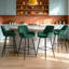 Modern Velvet/Suede Upholstered Bar Stool with Diamond Tufted Back, Counter Height Chair with Black Metal Legs-8452100