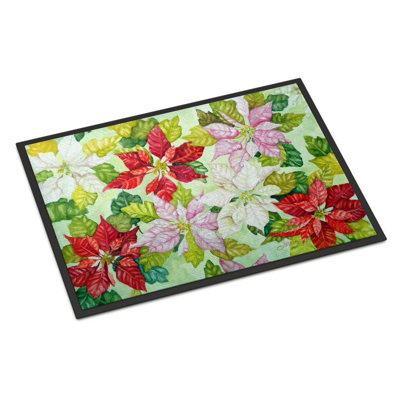 Non-Slip Doormat, Poinsettias, 18" W x 27" L