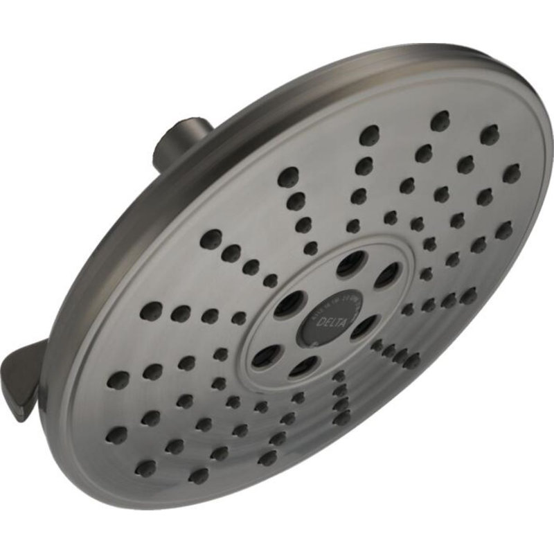 Rain Adjustable Shower Head with H2Okinetic Technology, Black Stainless