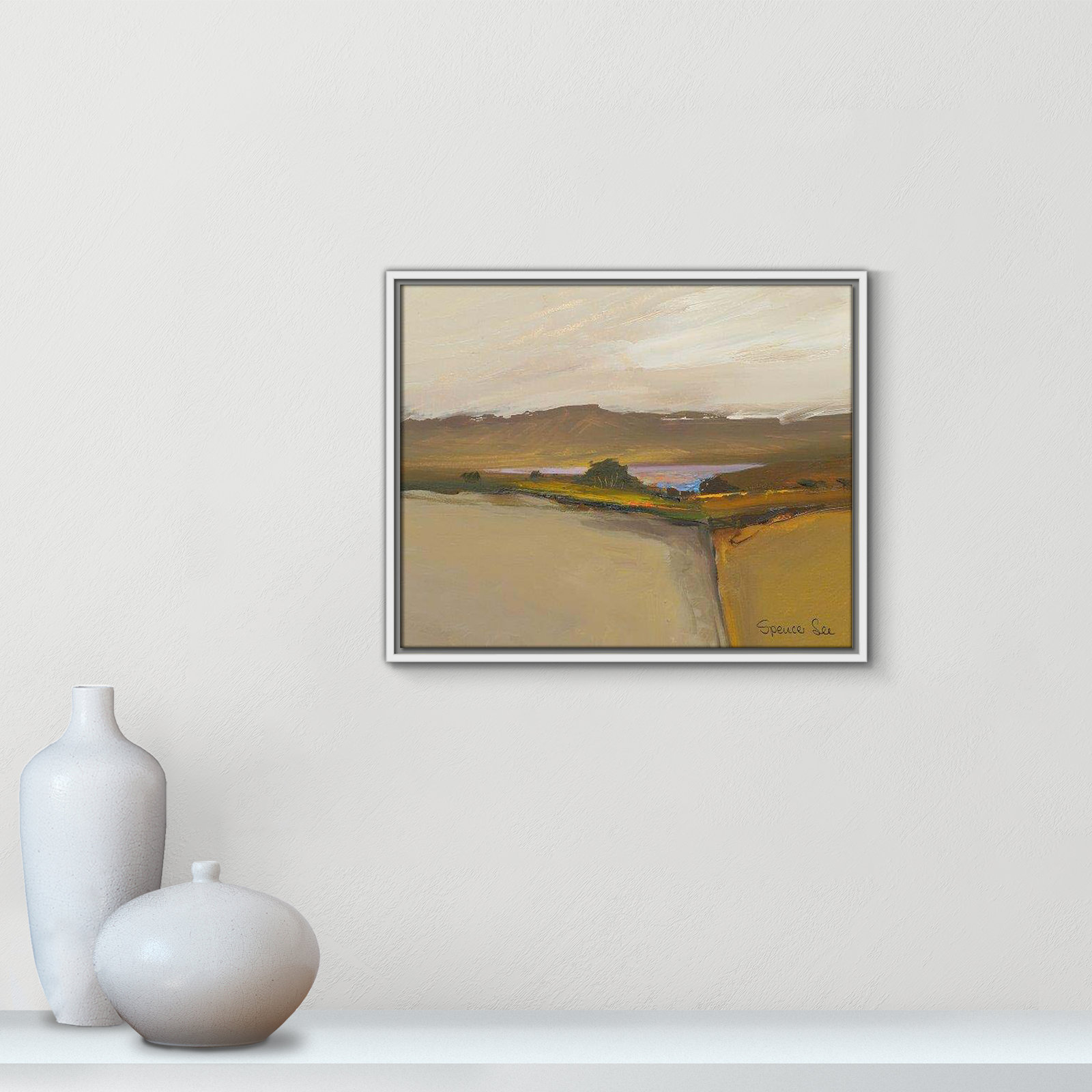 Heaven And Earth IV by Spencer Lee, 17.5'' H x 21.5'' W x 2'' D, White Framed