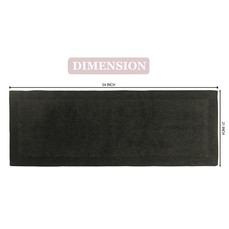 Bruss Luxury Solid Color Bath Rug Reversible, Gray, 21" W x 54" L