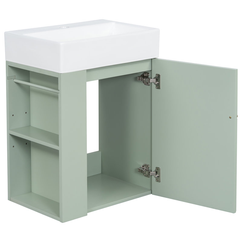 Meuble-lavabo 20 po avec lavabo en céramique et porte-papier essuie-tout, Vert