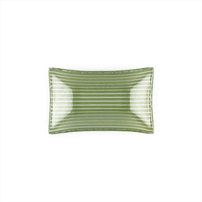 Glass Dinnerware 4.25" x 2.5" x h:0.5" 1 oz. Rectangular  Glass Ramekin (Set of 6), Green