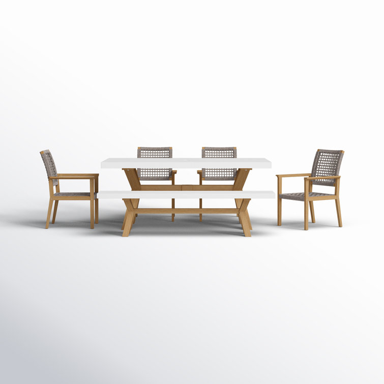 Fleur Rectangular 74" Long Dining Set