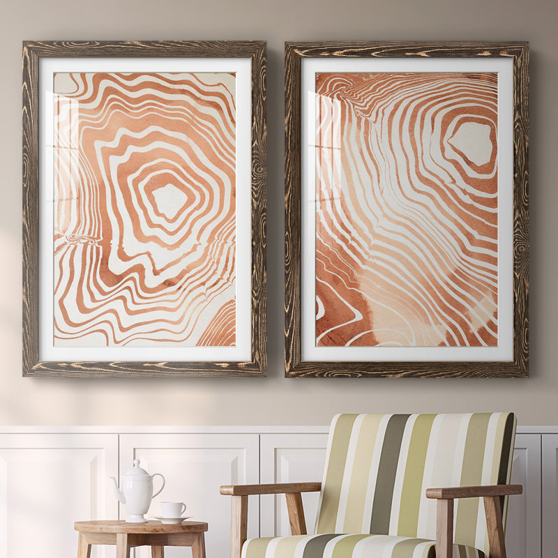 Reproduction encadrée I-Premium Suminagashi à grain de bois - prête à être accrochée, Noyer, H 31,5 po x l 88 po x P 1,5 po