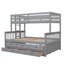 Lit simple superposé simple avec lit gigogne simple, lit superposé séparable avec tiroirs pour la chambre à coucher - Gris-1577589600