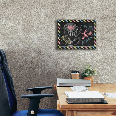 «Love You A Latte Horizontal Color» par Mary Urban, art mural sur toile, 26 po x 18 po