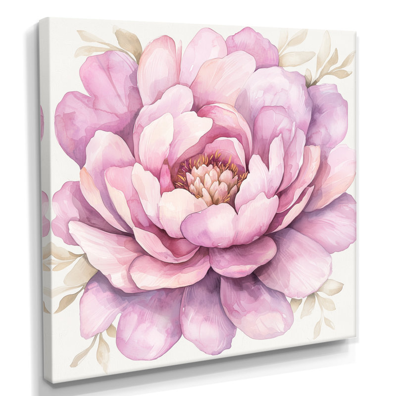 Élégance rétro de pivoines roses II - pivoines, art mural, Toile tendue, Ne pas appliquer, H 30 po x l 30 po