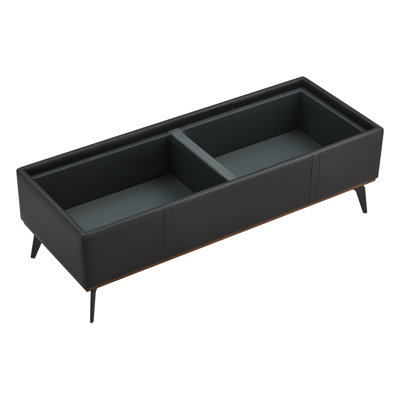 Yara 51.2" Square Upholstered Storage Ottoman with Tray Top