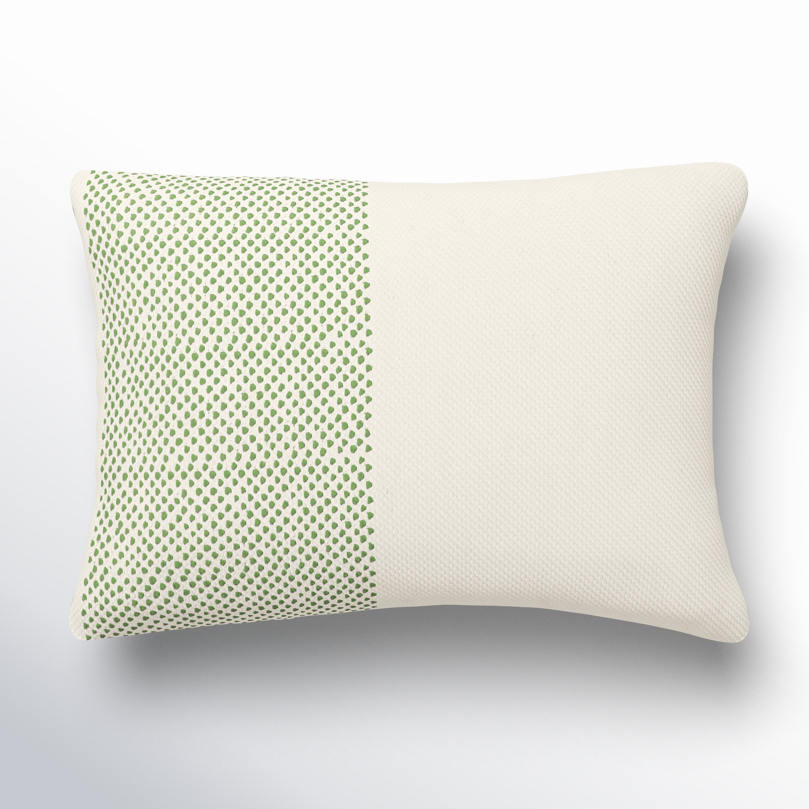 Farina 20" x 14" Embroidered Throw Pillow, Ivory/Green