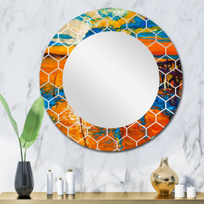 Bateau pendant la soirée, lueur au lac VII - Miroir mural nautique et côtier