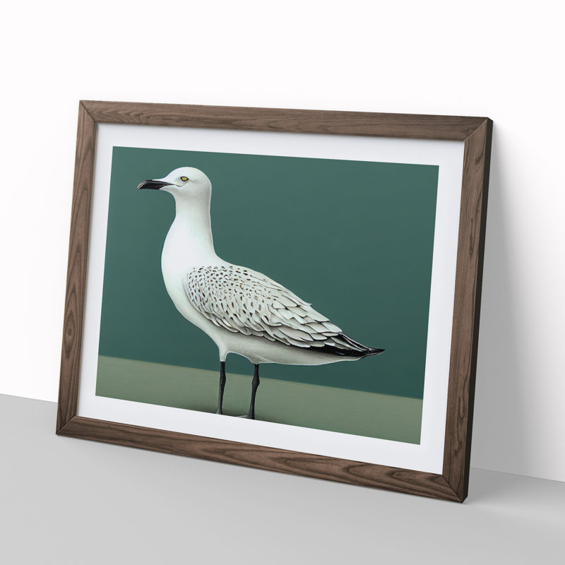 View Of A Seagull - Framed Print, 46cm H x 64cm W x 2cm D, Walnut