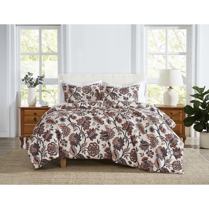 Cannon Chloe Jacobean Duvet Set, Queen Duvet Cover + 2 Standard Shams