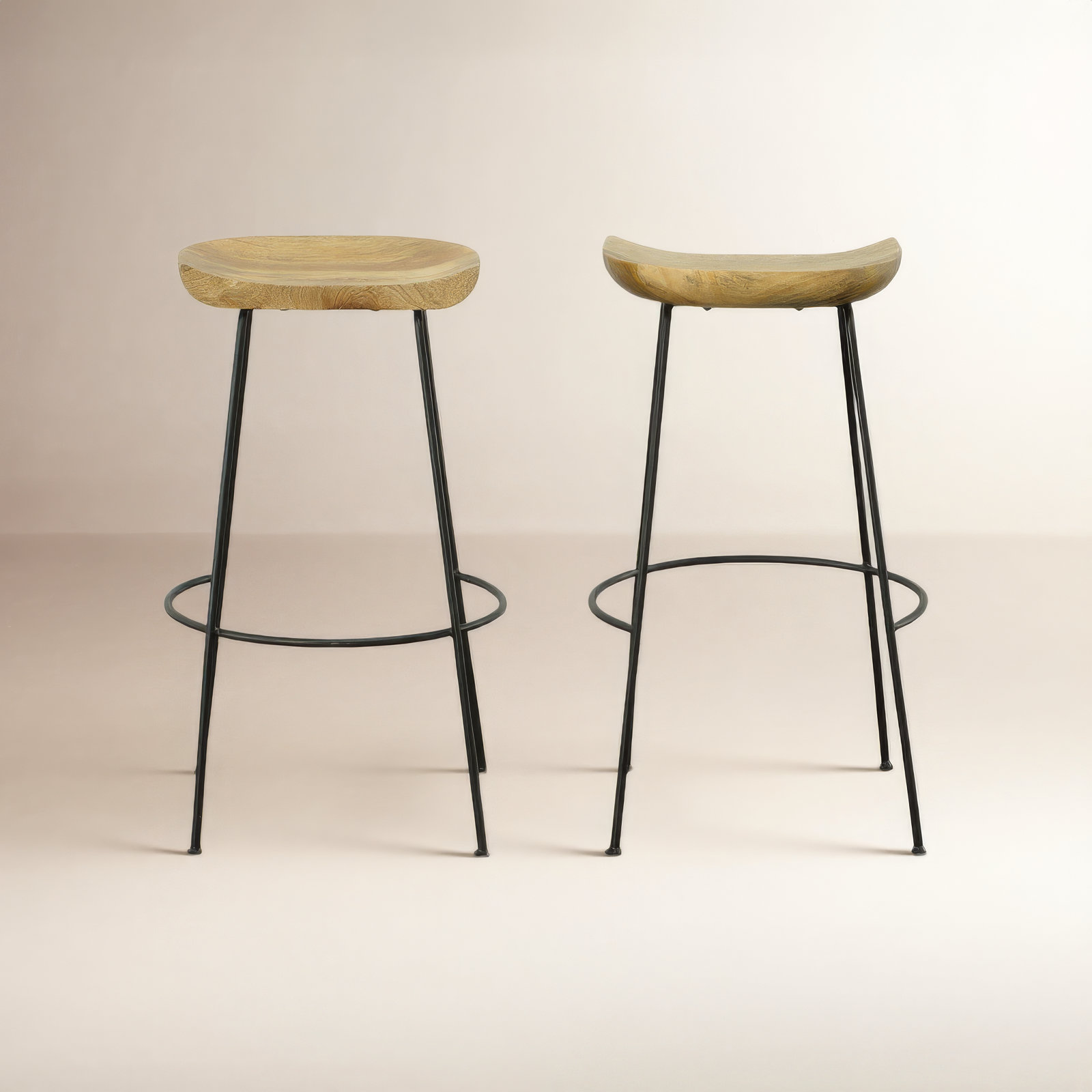 Samanthia Bar Stool, Natural/Black, Bar Stool (30.5" Seat Height)