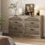 Table de chevet cannelée à 3 tiroirs de 60 cm de large avec poignées en métal, table de chevet en bois avec façades arquées pour chambre à coucher-1025762949