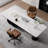 White + Black Rectangular Sintered Stone + Solid Wood + Iron desk-1586983864