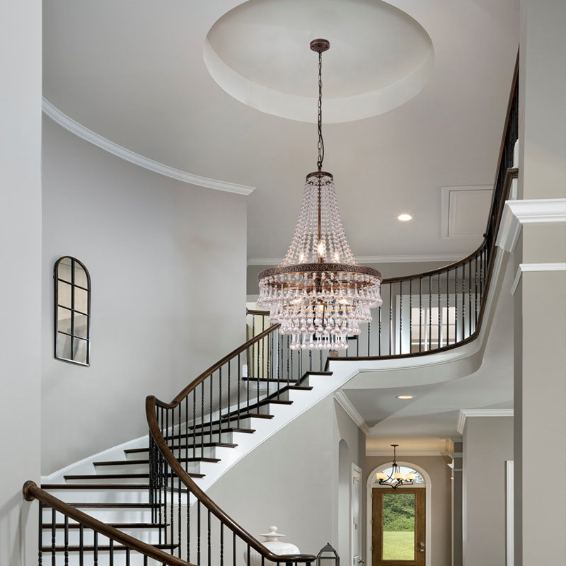 Lustre empire en cristal 6 lumières Emël, Bronze antique