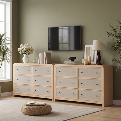 Tall 5-Drawer Dresser Chest for Bedroom, 47" Narrow Storage Organizer - Sturdy Wood Frame - Linen Drawer Fronts - Anti-Tip Kit, Log