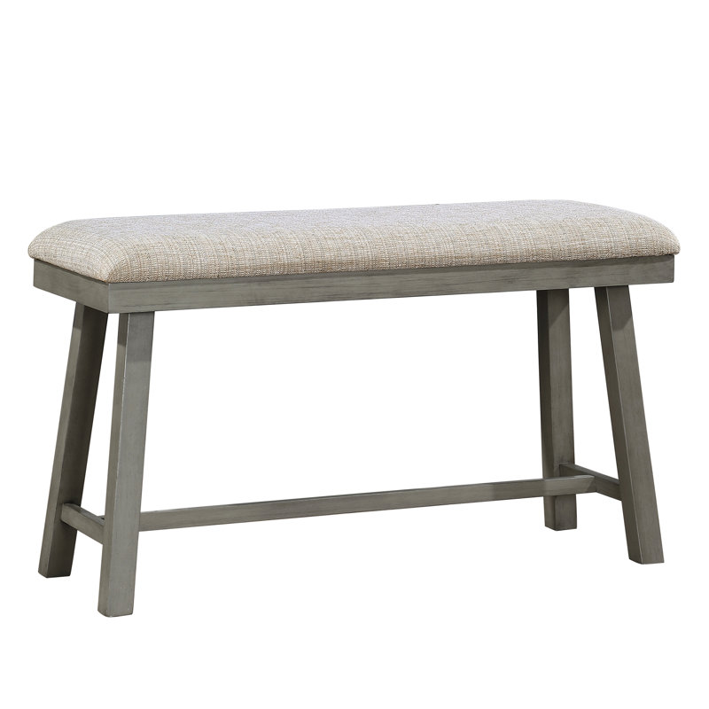Banc à hauteur de comptoir avec coussin en mousse grise, pour banc de salle à manger de cuisine, structure en bois coussiné