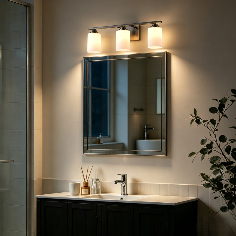 Éclairage pour meuble-lavabo Burdene, Nickel brossé, 3