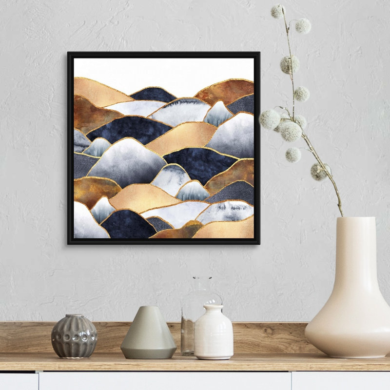 Collines - reproduction d'art sur toile, Cadre flottant noir, H 17,7 po x l 17,7 po x P 1,75 po