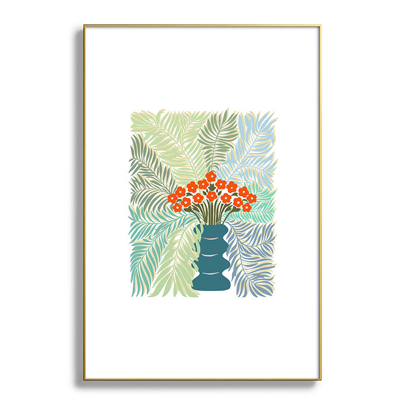 DESIGN DESIGN, impression sur toile de palmier dannick, Cadre métallique doré, H 36 po x l 24 po x P 0,88 po