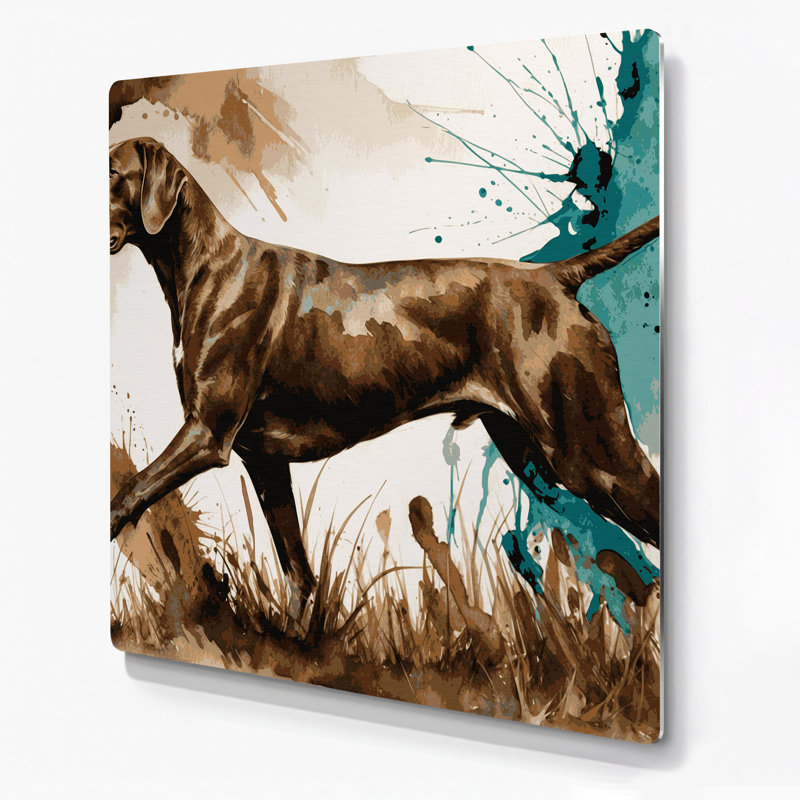 Dogs Pointer Beige Metal Wall Art, 12" H x 12" W