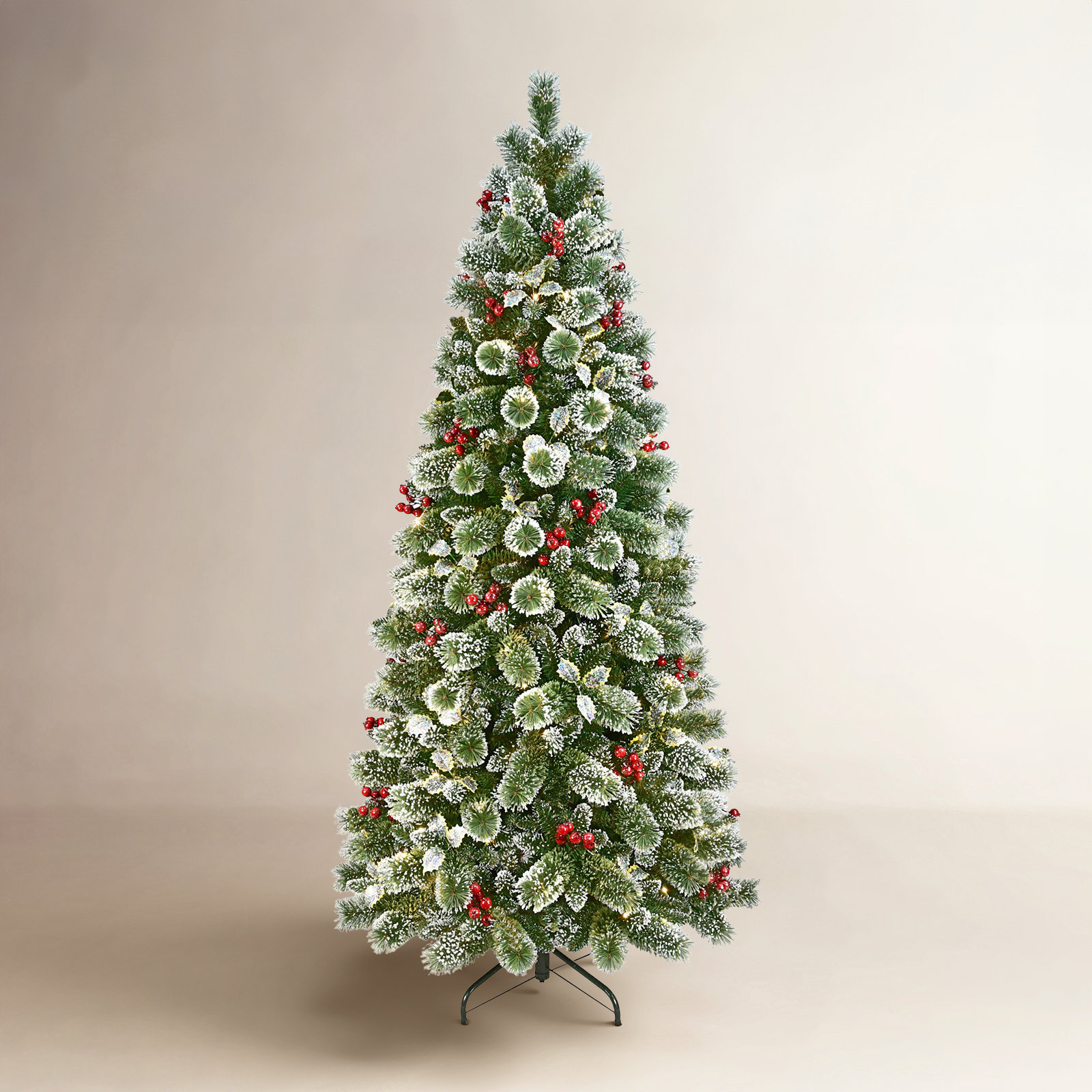 Slim 7.5' Pre-Lit Pine Christmas Tree