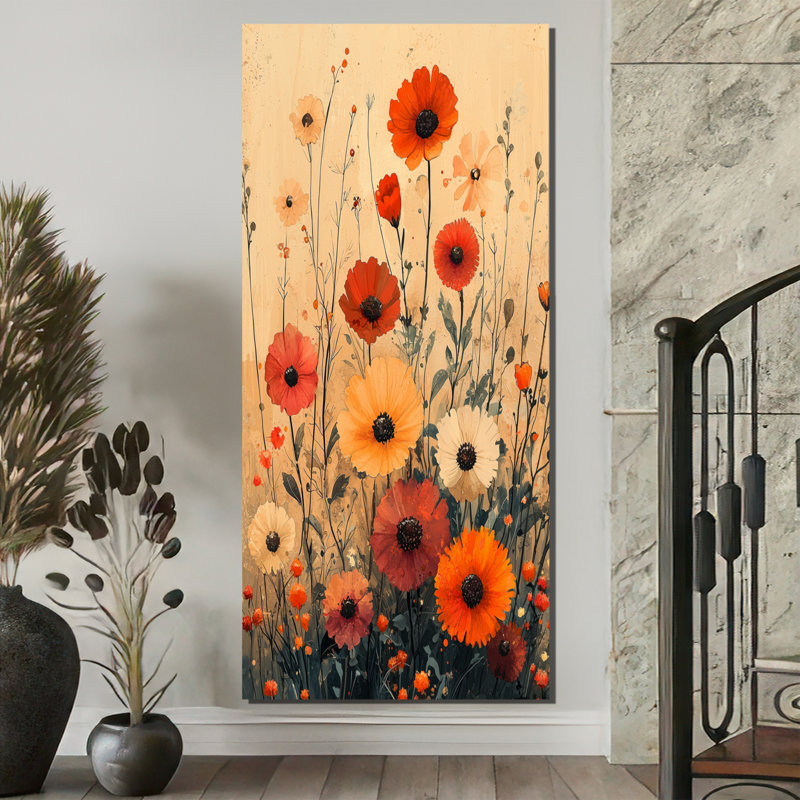 Murphree Abstract Wildflower Dance in Reds Abstract - Fleurs sauvages, reproductions encadrées, H 60 po x l 28 po