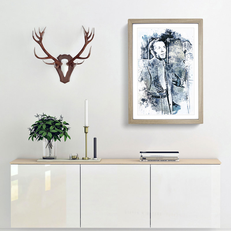 Frank Sinatra in Abstract - Picture Frame Painting Print, 87cm H x 62cm W x 2cm D, Oak Framed