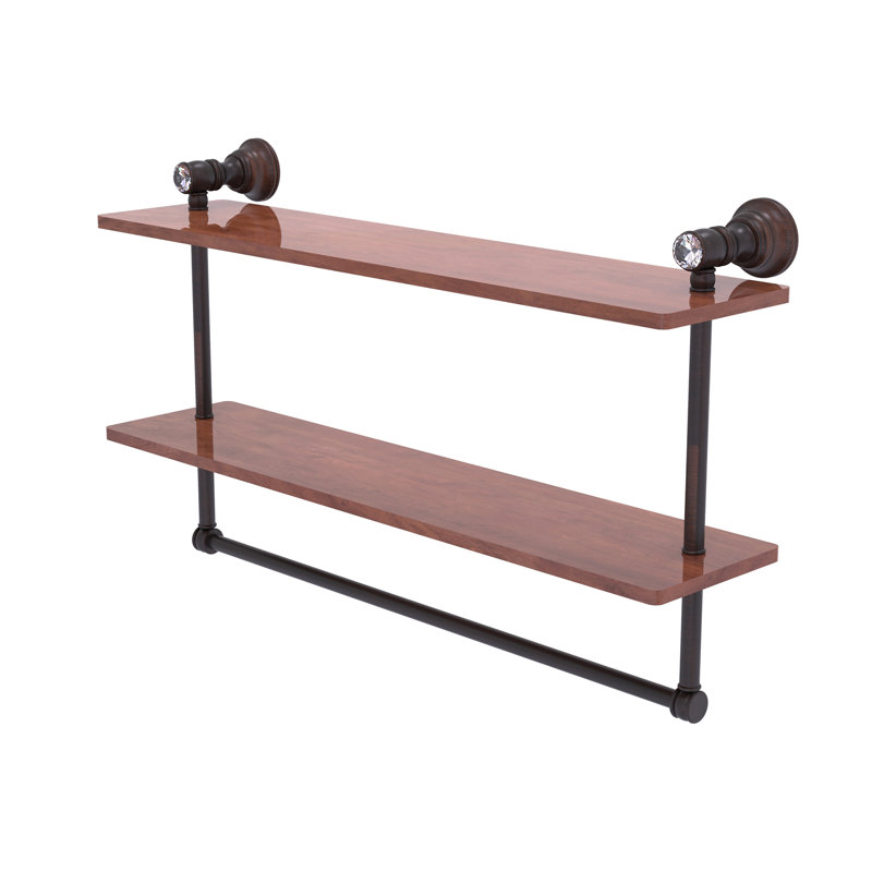 Étagère murale double en cristal Freyja, H 5,6 po x l 22 po x P 12,8 po, Bronze vénitien