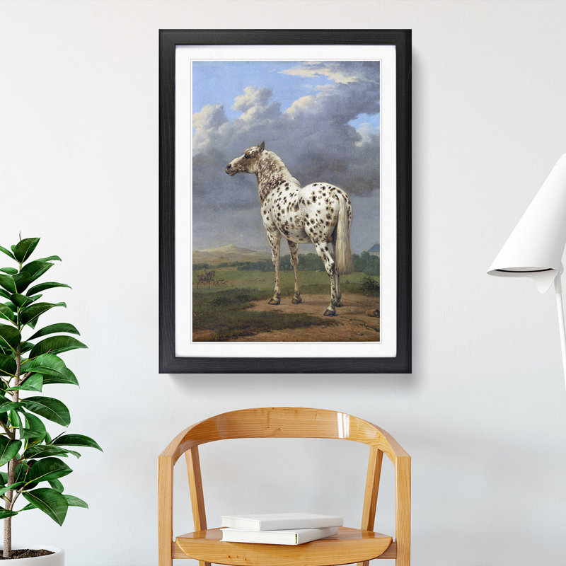 The Piebald Horse by Paulus Potter - Picture Frame Painting, Black Framed, 65cm H x 48cm W x 2cm D