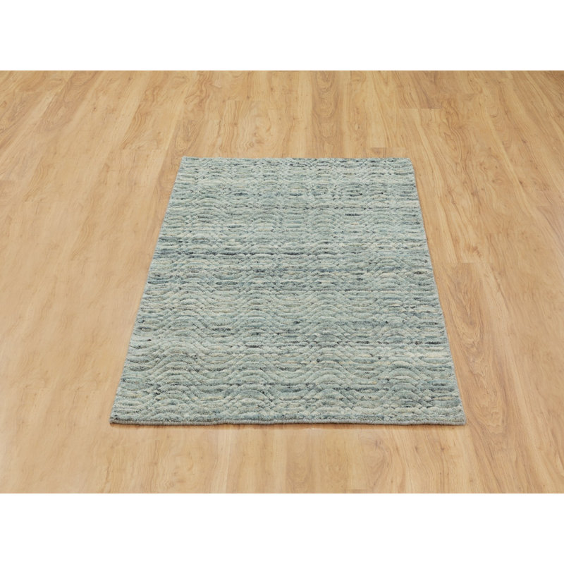 Tapis oriental rectangulaire en laine vert tissé à la main 2 pi 10 po x 5 pi 0 po - MOA10262050