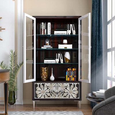 Light Luxury Style Display Cabinet with Glass Door