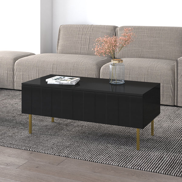 Simple Modern Gray Yellow and Black Geometric Coffee Table by  BlackStrawberry