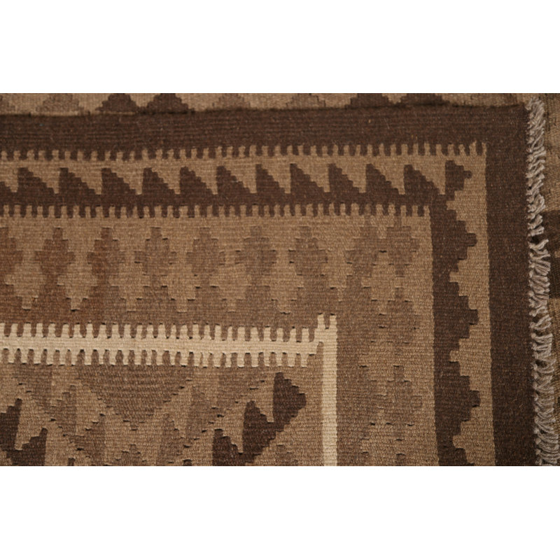 Brown Kilim Wool Area Rug 7x10