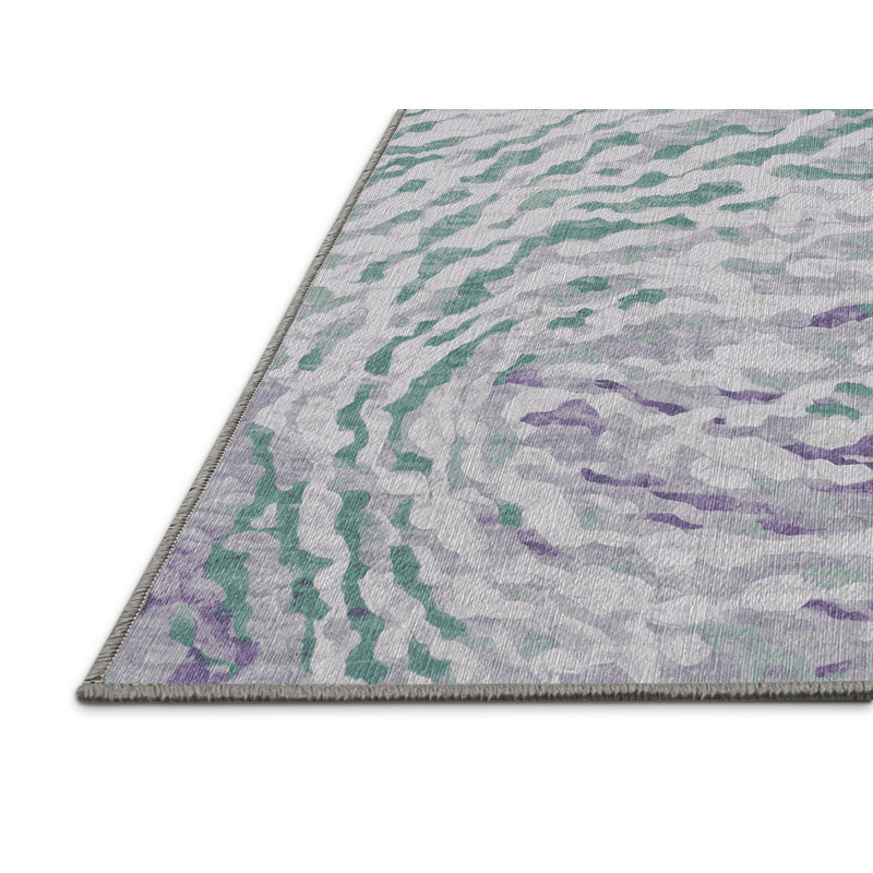 Machine Washable Gray Area Rug, Round 3'