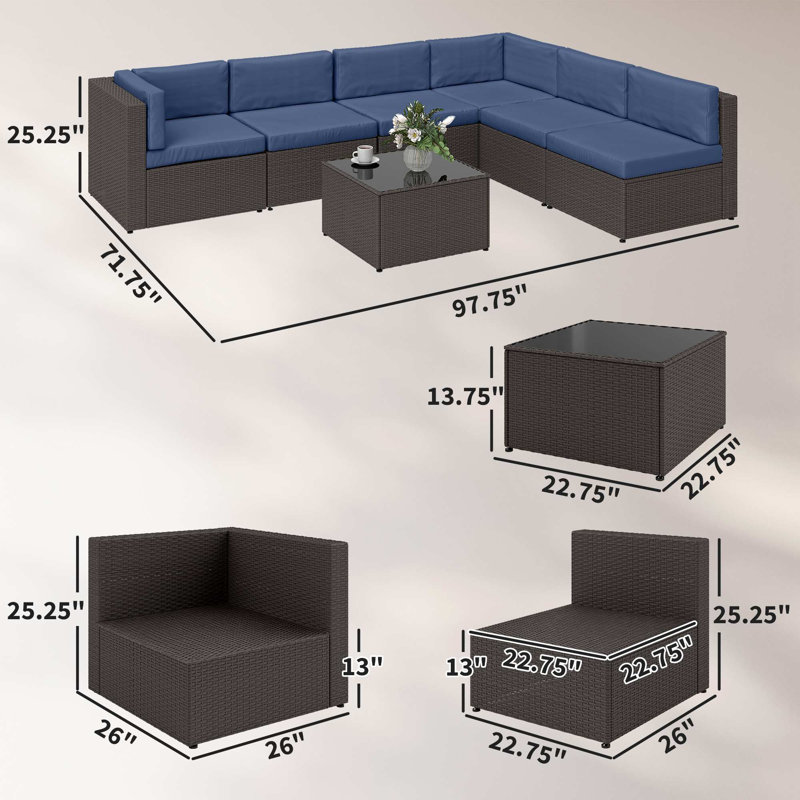 Ensemble de mobilier de jardin 6 places avec coussins, mobilier de terrasse