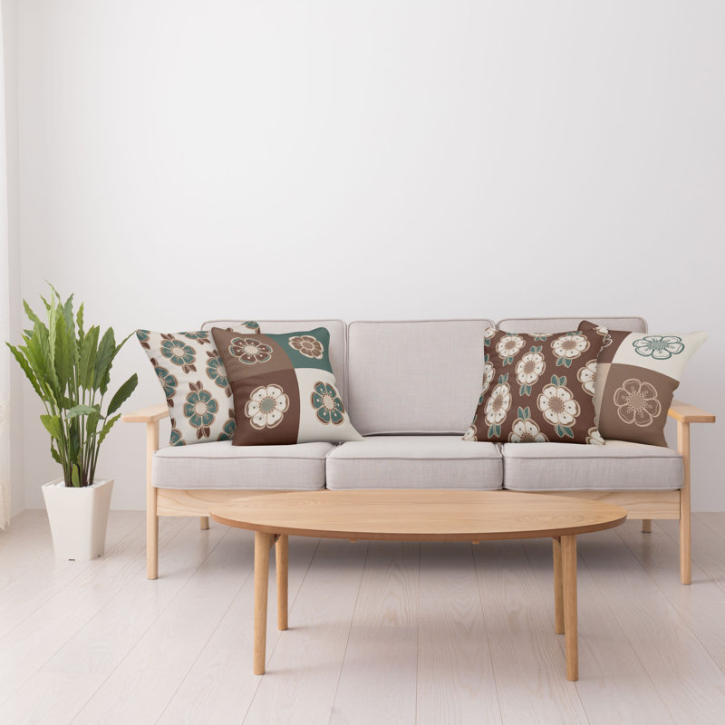Abstract Throw Pillow Cover, 18" x 18", Brown Eggshell Green